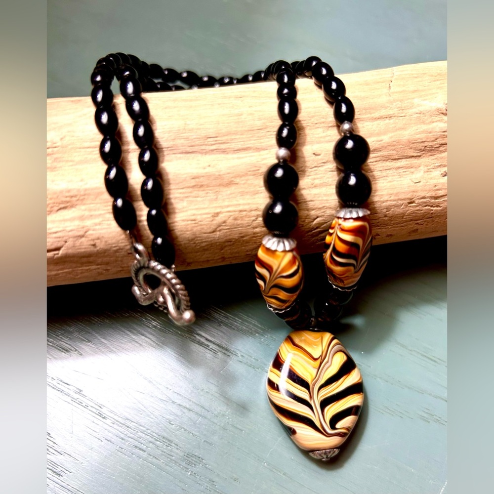 Swirled Glass Beaded Artisan 20” Necklace